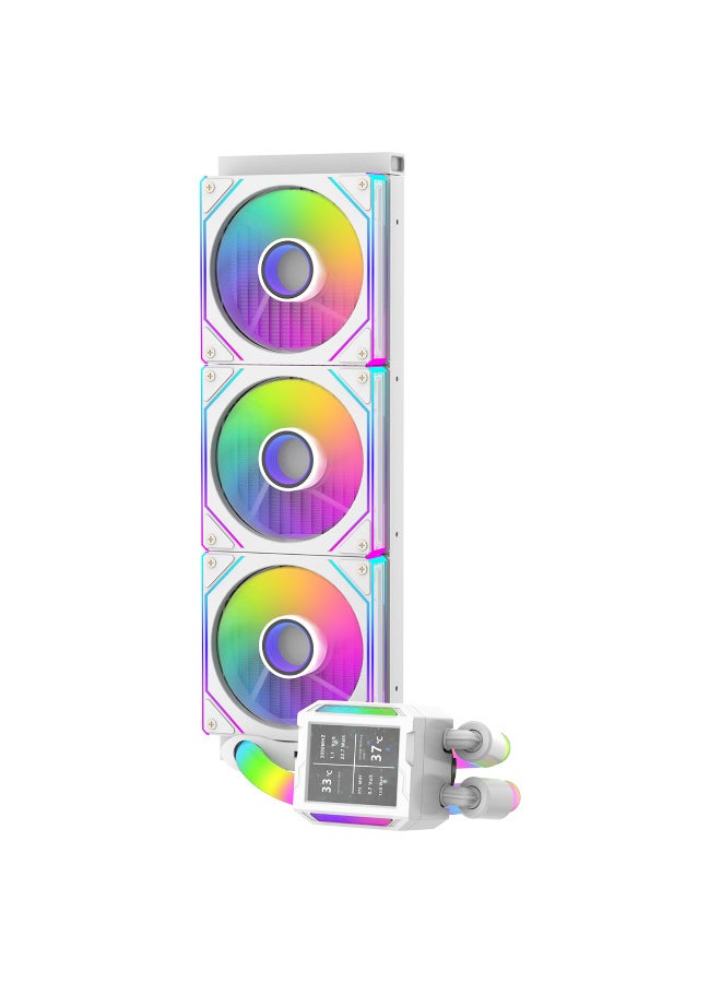 SHARX PROFIN 360mm Liquid CPU Cooler with 2.8 Inch LCD Display, Triple 120mm ARGB Fans, High Density Aluminum Radiator, 250W TDP Support, Intel & AMD Compatible, White - Image 3